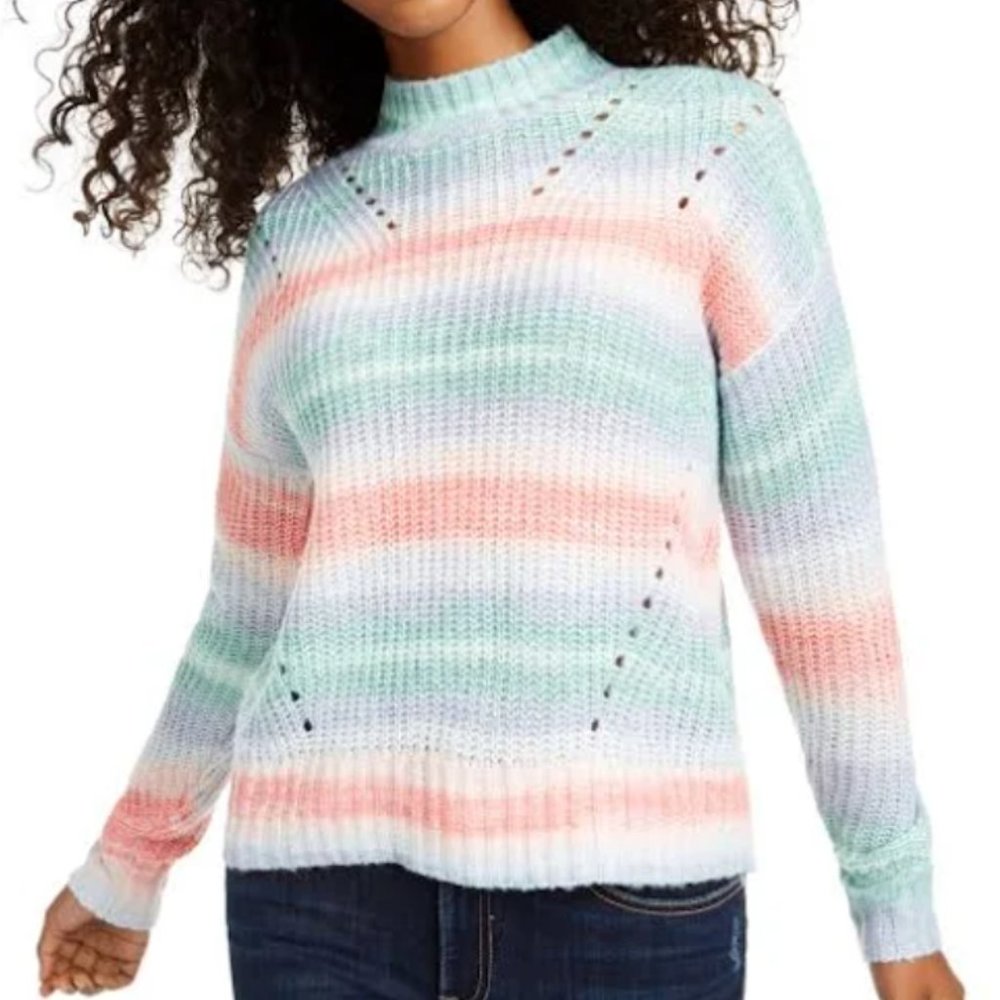 Hooked Up by IoT Juniors' Striped Mock-Neck